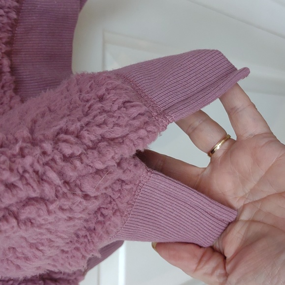 Sonoma Mauve Soft Cozy Sherpa Fleece LS Pullover Henley Hoodie NWT - Picture 7 of 11
